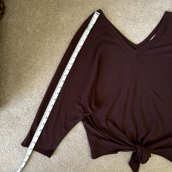 Six/Fifty Women´s Long Sleeve Relaxed Fit Front tie Maroon Brown Blouse Size M - Picture 9 of 10
